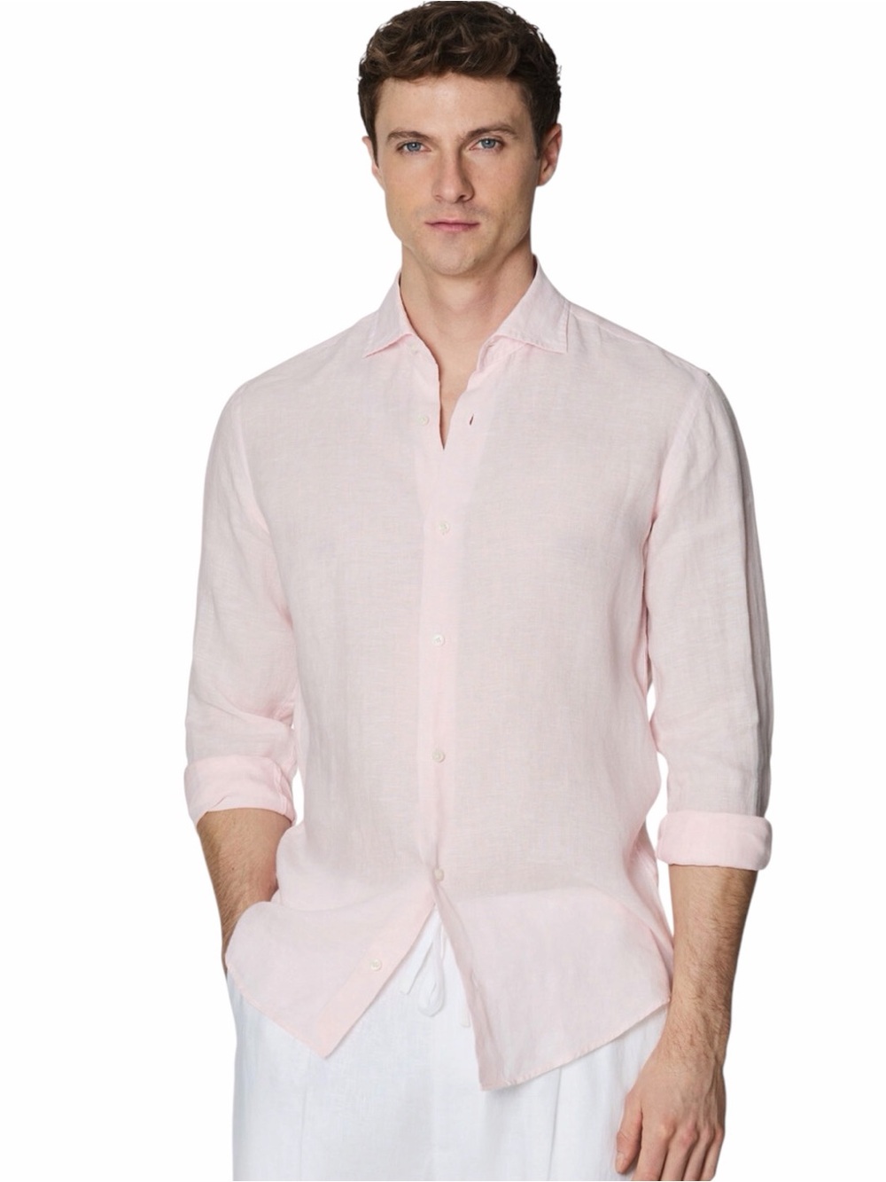 Gutteridge pale pink linen shirt